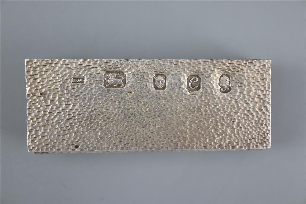 A 1970s textured silver rectangular paint box and brush for Rowney, to commemorate the Queens Silver Jubilee,